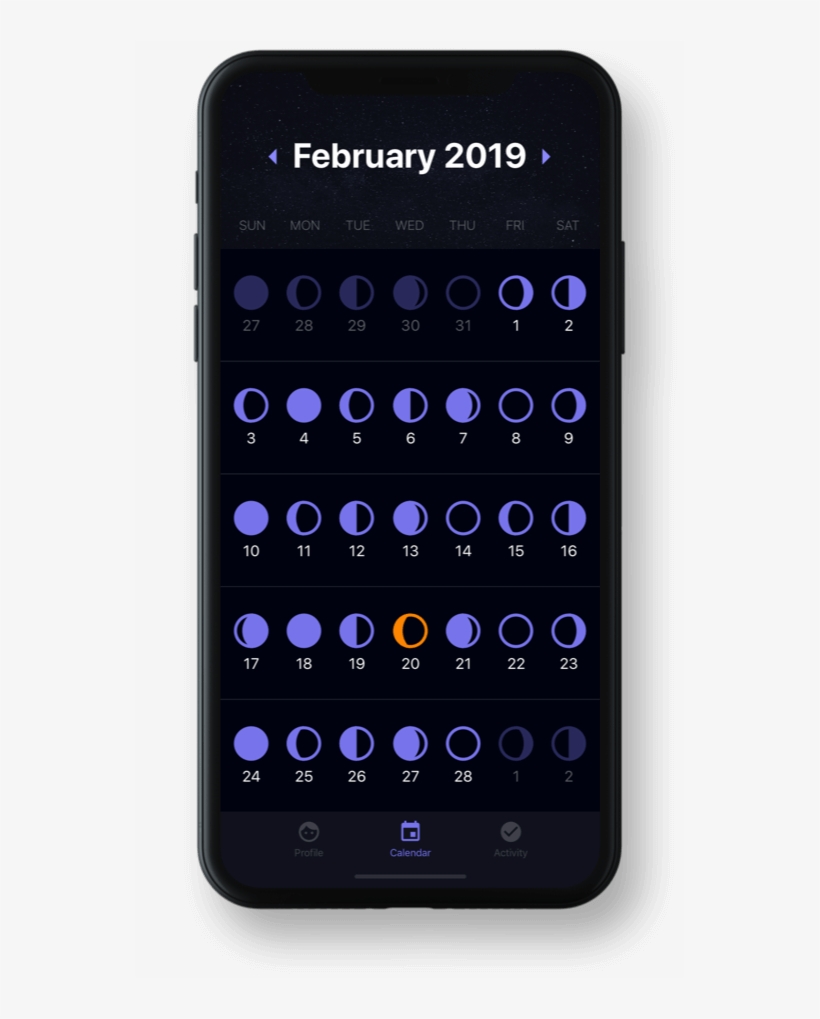 A Moon Phase Calendar - Smartphone, transparent png download