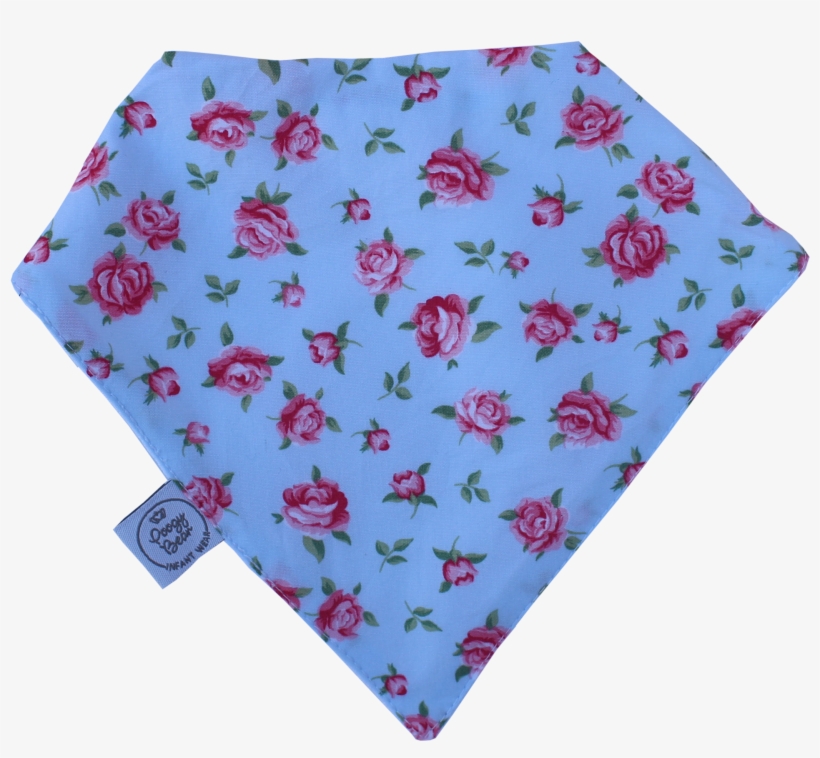 Bandana Bib Blue Floral - Pattern, transparent png download