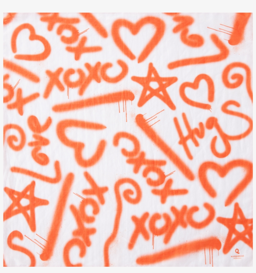 Scarf Design Xoxo Color Orange Poppy In 50 X 50 Cm - Heart, transparent png download