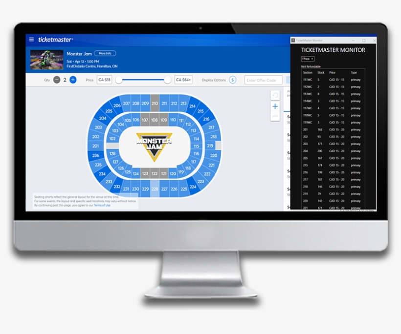 Ticket Master Chrome Extension Preview - Computer Monitor, transparent png download