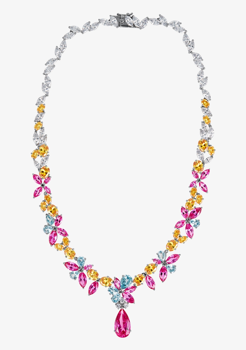Georgette Floral Pink Pendant Necklace - Necklace Pink, transparent png download