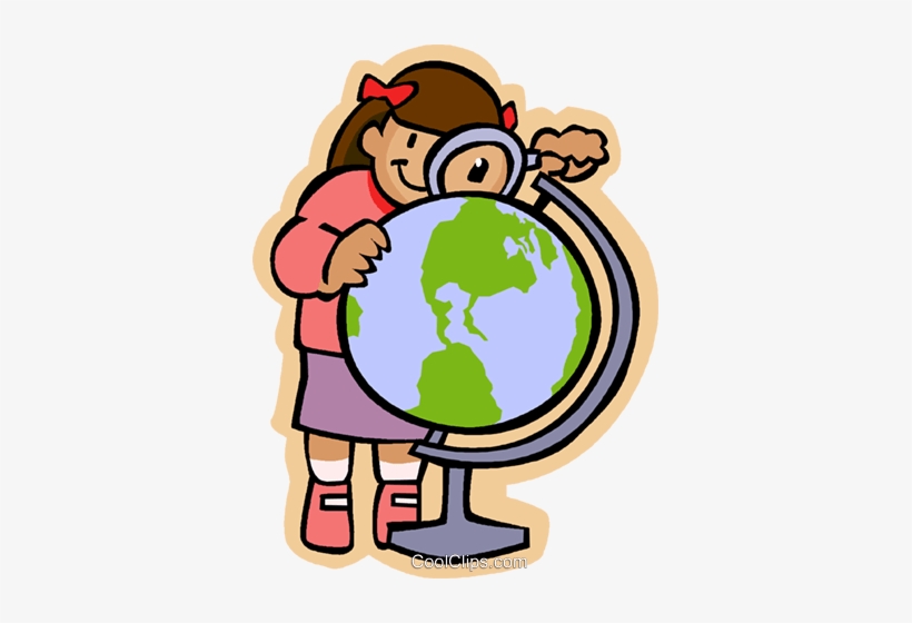 Menina Com Uma Lupa E Um Globo Livre De Direitos Vetores - Social Studies Clipart, transparent png download