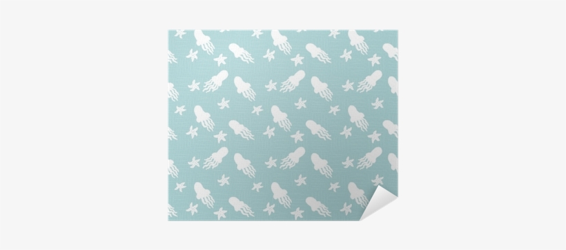 Sea Watercolor Seamless Pattern With White Jellyfishes - Watercolor Painting, transparent png download