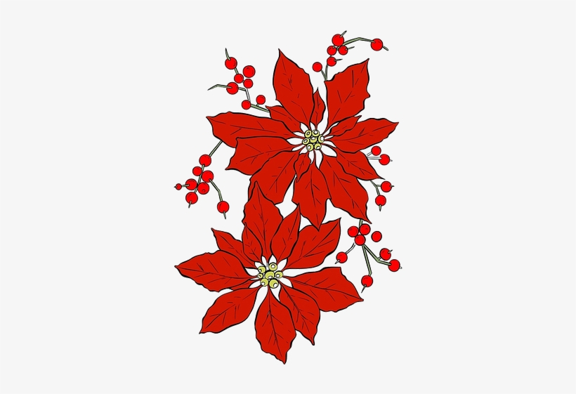 Poinsettia Clip Burlap Banner Library Library - Public Domain Christmas Poinsettias, transparent png download