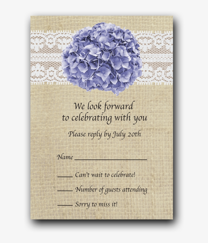 Burlap, Lace & Hydrangea Invitation - Dot & Bo, Inc., transparent png download