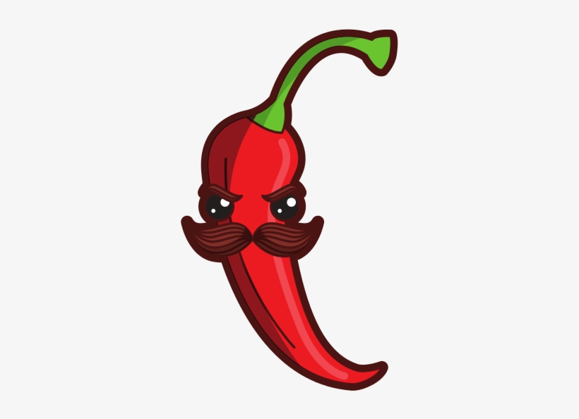 Spicy With Mustache Character Vector Freeuse Stock - Chiles Kawaii, transparent png download