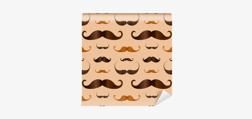 Hipster Realistic Mustache Seamless Pattern Wall Mural - Papel De Parede Adesivo - Bigodes - 002ppv, transparent png download