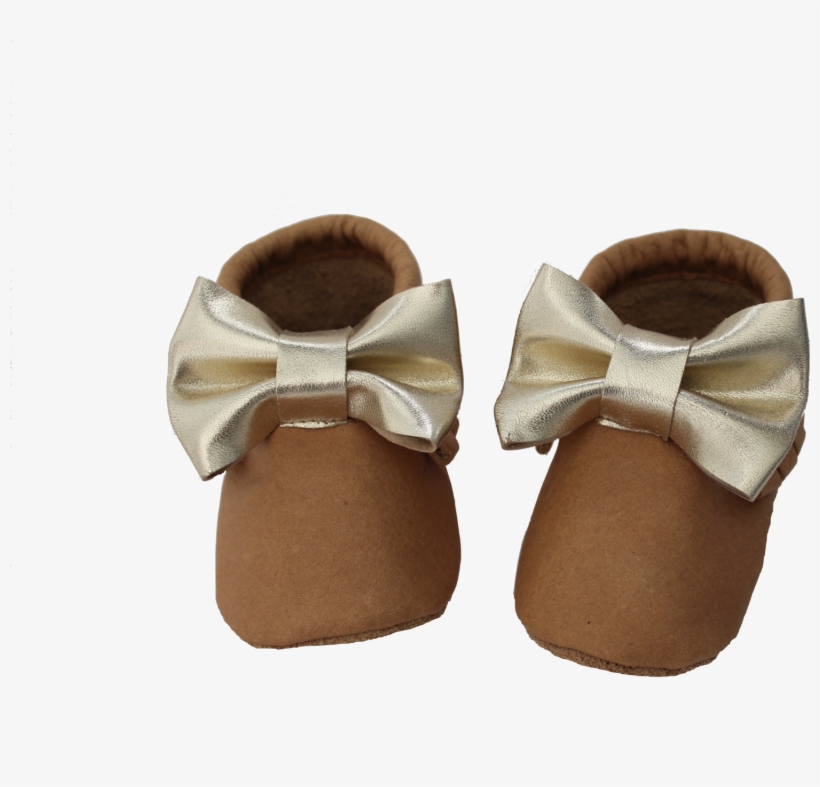 Gold Bow Genuine Leather Moccasins - Slip-on Shoe, transparent png download