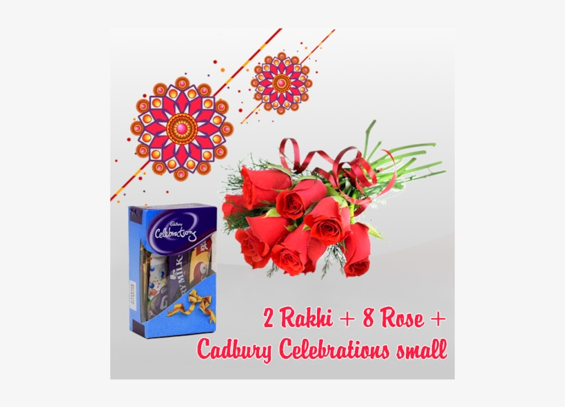 2 Rakhi 8 Rose Cadbury Celebbration Small - Hình Ảnh Hoa Hồng Đẹp, transparent png download