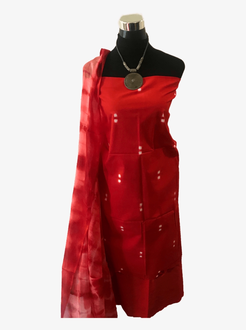 Shibori Red Dress Material Red Dupatta Red Salwar Material - Cocktail Dress, transparent png download