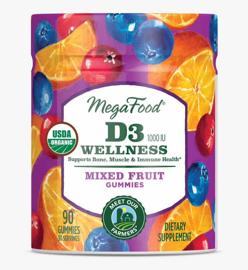 Mega Food -d3 Wellness Gummy Mixed Fruit, 90 Count - Megafood, transparent png download