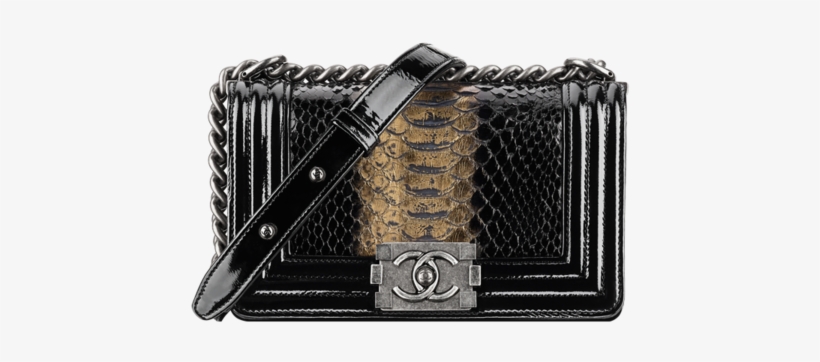 Small Python And Patent Calfskin Chanel Black, Coco - Button Accordion, transparent png download