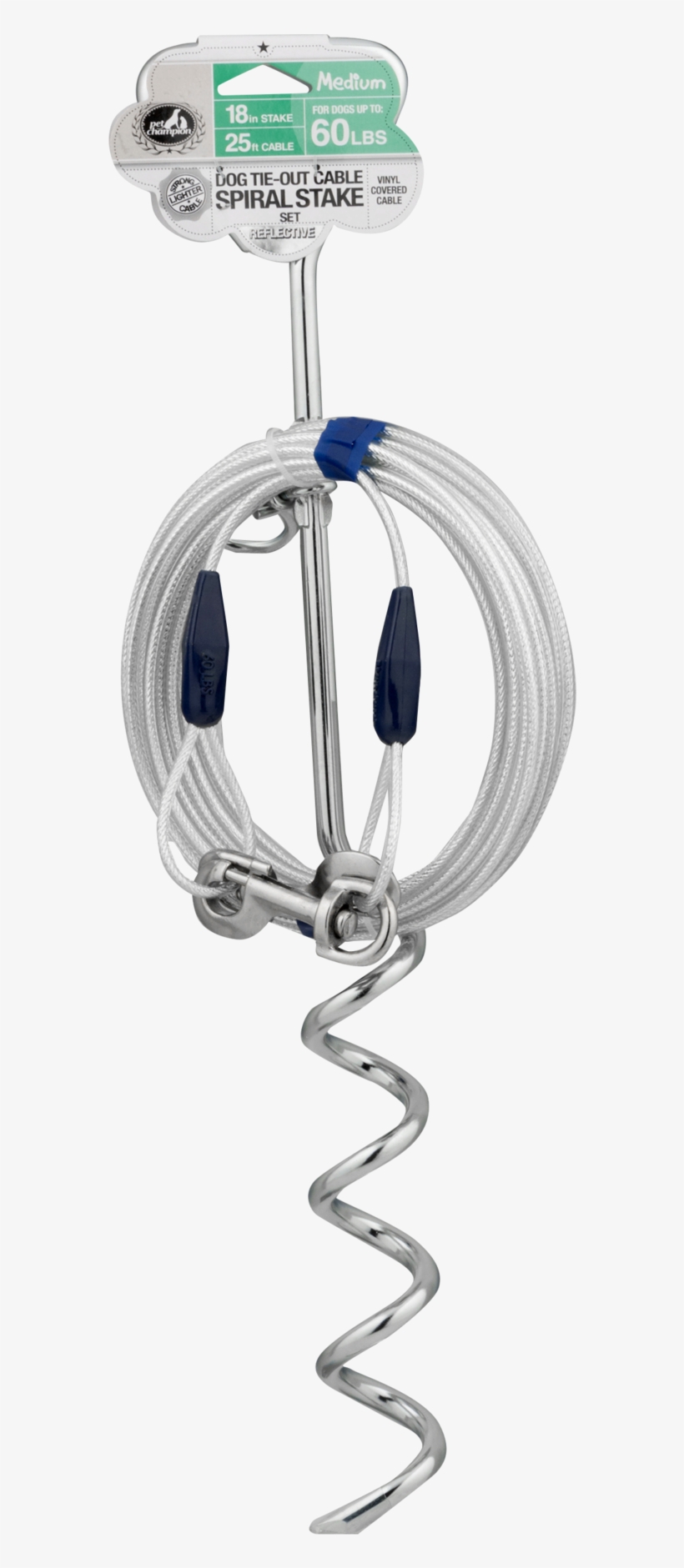 Pet Champion Dog Tie-out Cable Spiral Stake Set 25' - Locket, transparent png download