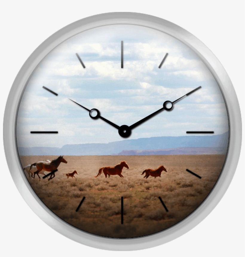 Wild Horses Navajo Nation Indian Reservation Usa - Red Wall Clock For Christmas Transparents, transparent png download