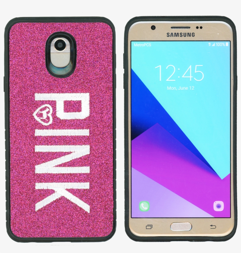 Samsung Galaxy J7 Mm Pink With Pink Design Case - Mobile Phone Case, transparent png download