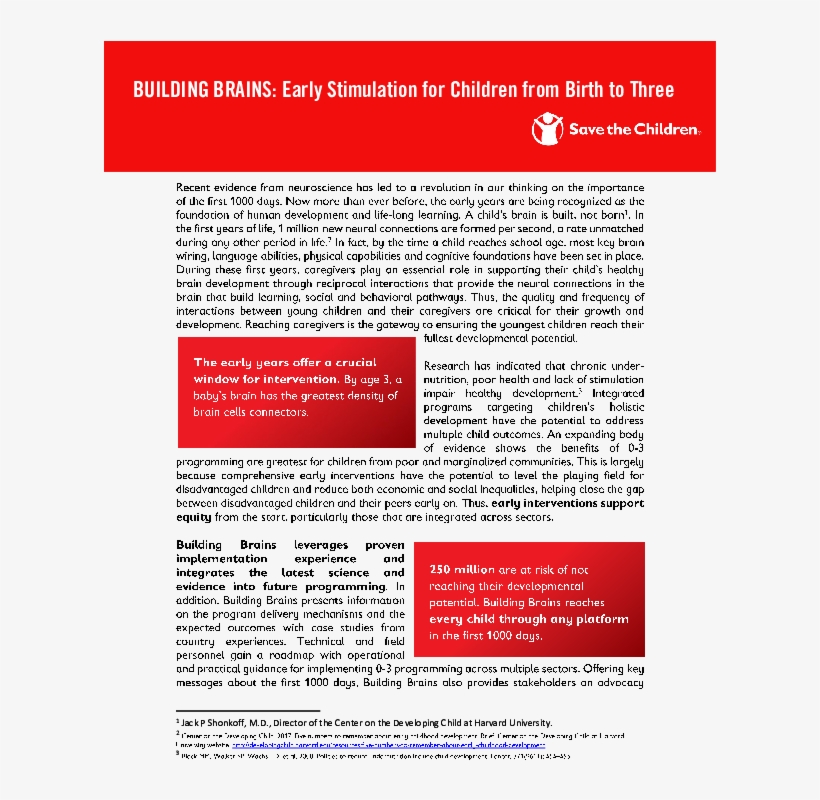 Early Stimulation For Children From Birth To Three - Save The Children, transparent png download