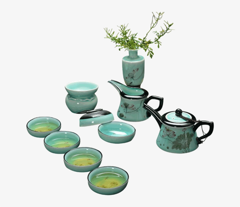 Celadon Green Tea Set - Ceramic, transparent png download