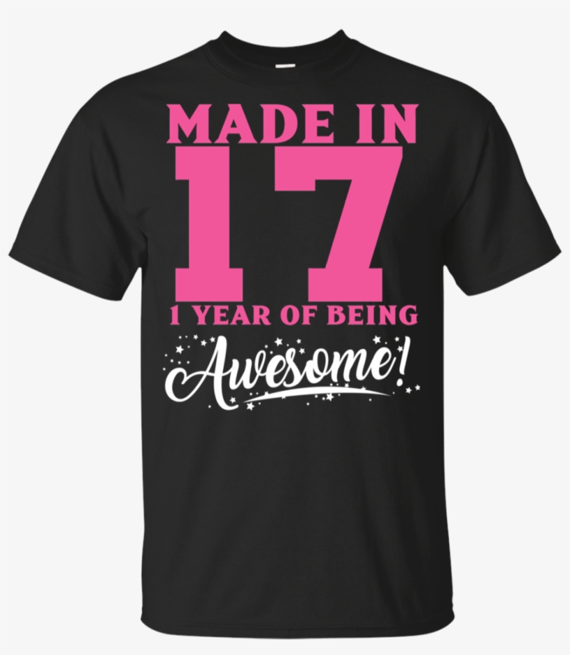 Made In 2017 Awesome 1st Birthday Pink Girl Kid T-shirt - Active Shirt, transparent png download