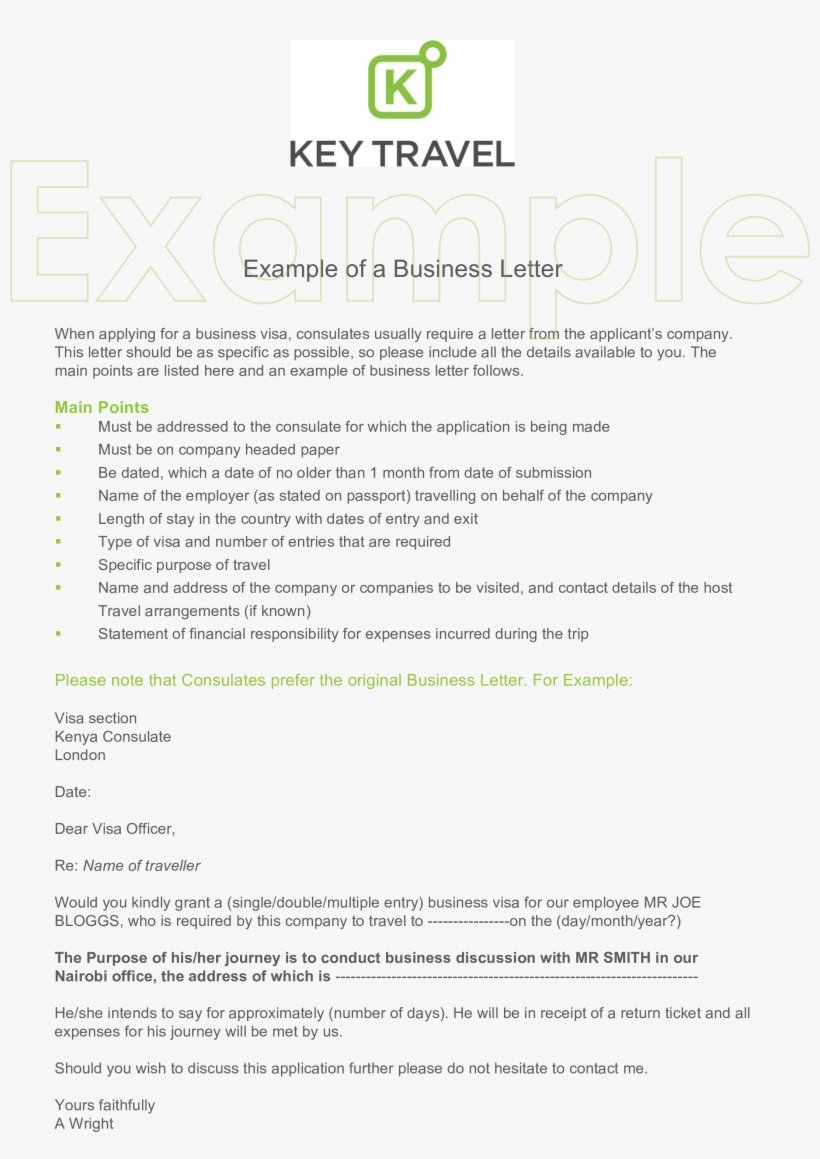 Short Business Letter Format - Key Travel, transparent png download