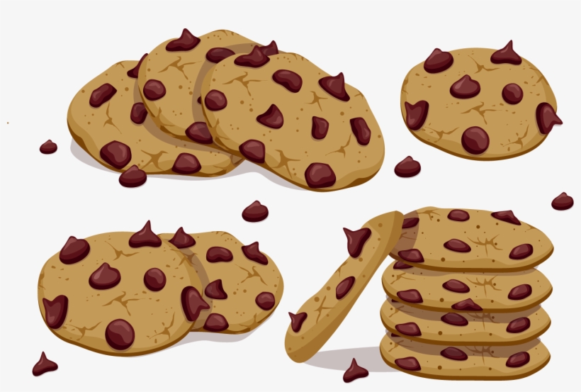 Chocolate Chip Vector Cookies Transprent - Kawaii Cute Food, transparent png download