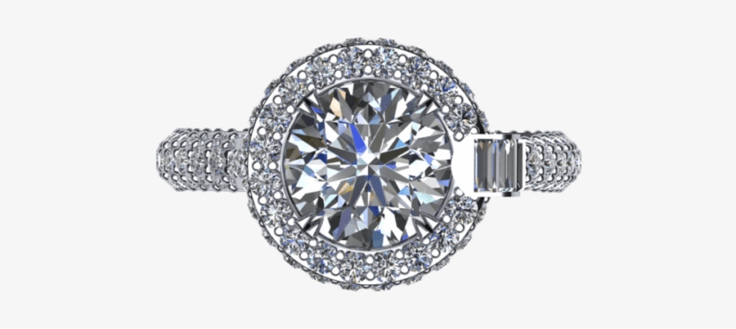 Classic Round Halo Engagement Ring - Engagement Ring, transparent png download