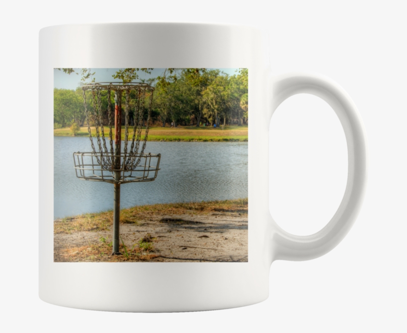 Disc Golf Basket With Lake View - Mug, transparent png download