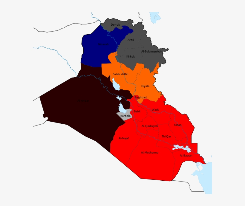 Colours Show The Largest List Per Governorate - Iraq Capital City Map, transparent png download
