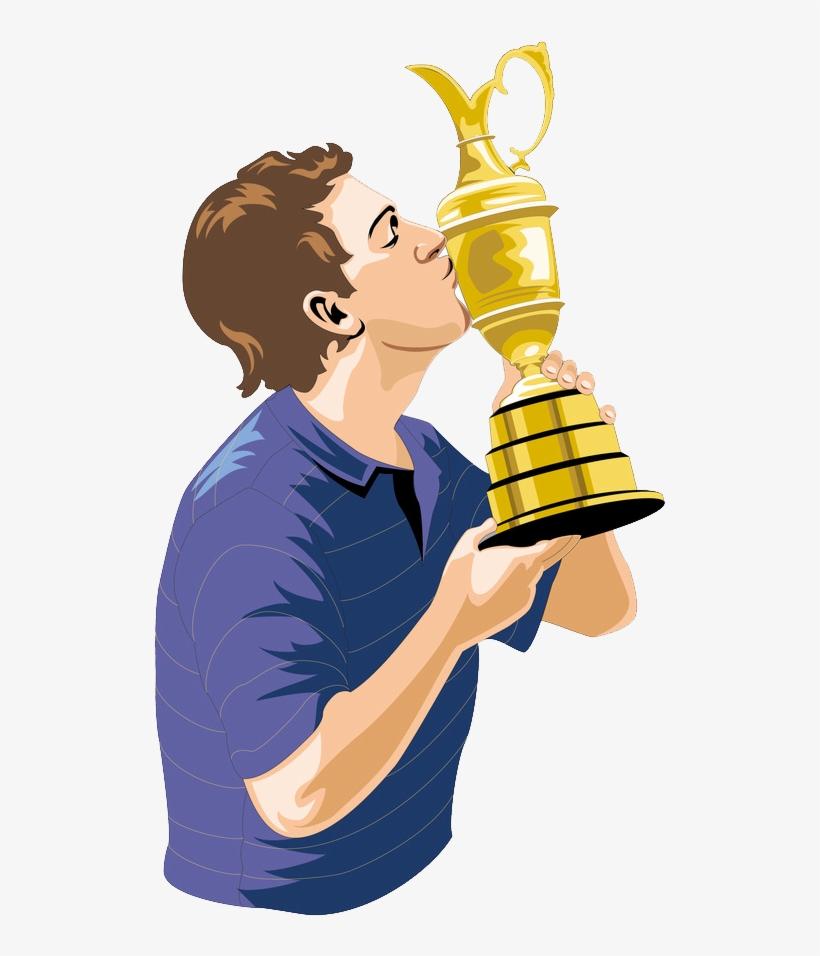 U B Icon Happy Man Transprent Runnerup - Man With Trophy Png, transparent png download