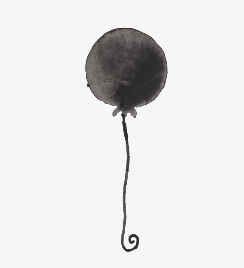 Black Watercolor Hand Painted Balloon Transparent - Drawing, transparent png download