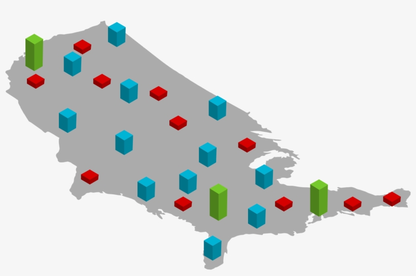 A Visual Of America With Bar Chart Columns - Illustration, transparent png download