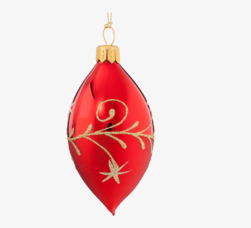 Glass Ornament Red With Goldglimmer - Christmas Ornament, transparent png download
