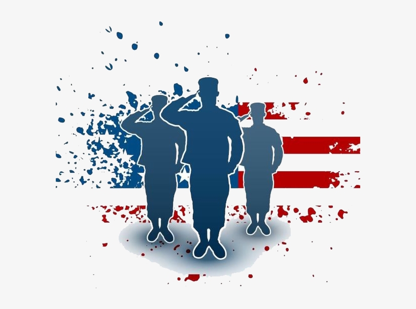 Veterans Day Png Image - American Flag With Military Silhouettes, transparent png download