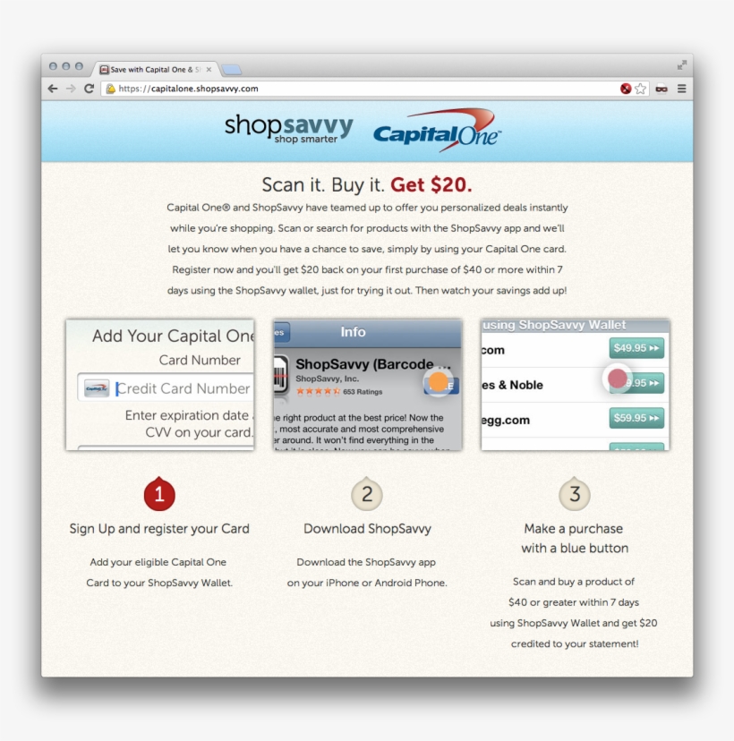 Shopsavvy-capital One - Capital One Credit Card, transparent png download