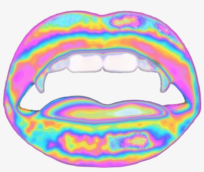 Lips Vampire Halloween Teeth Face Holographic - Illustration, transparent png download