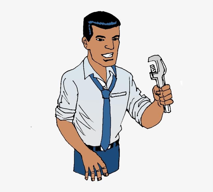 Man Holding Adjustable Wrench - Cartoon, transparent png download