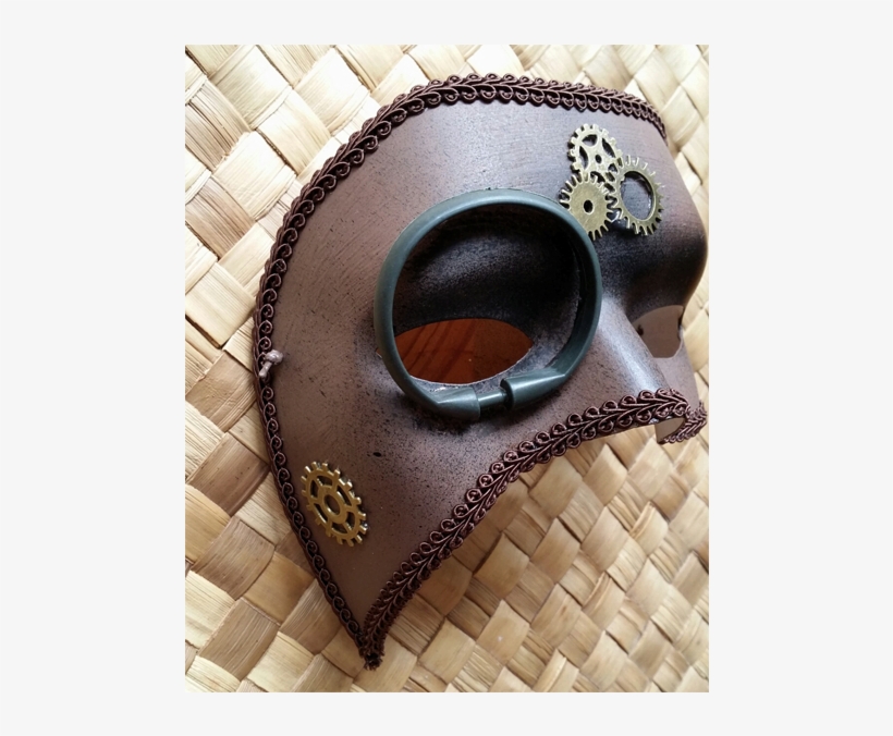 Brown Steampunk Masquerade Mask With Monocle And Gears - Leather, transparent png download