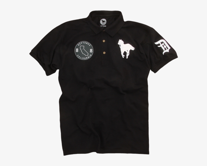 Embroidered Polo Pony - Black T Shirt With White Logo, transparent png download