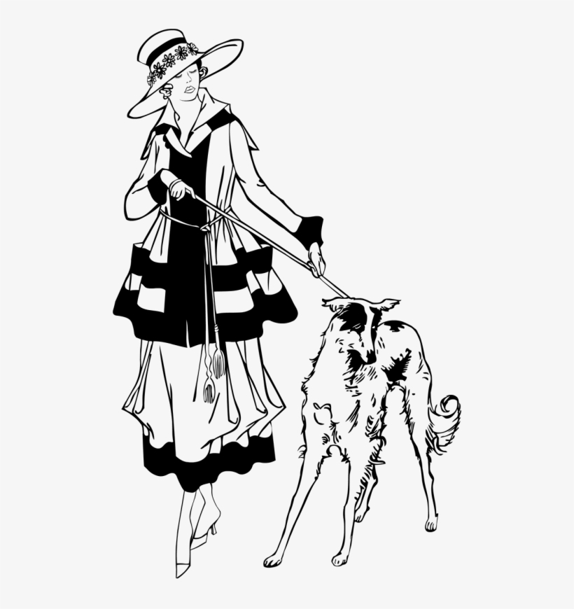 Walking Vintage Dog Walking Clip Art Transparent PNG 500x790 Free
