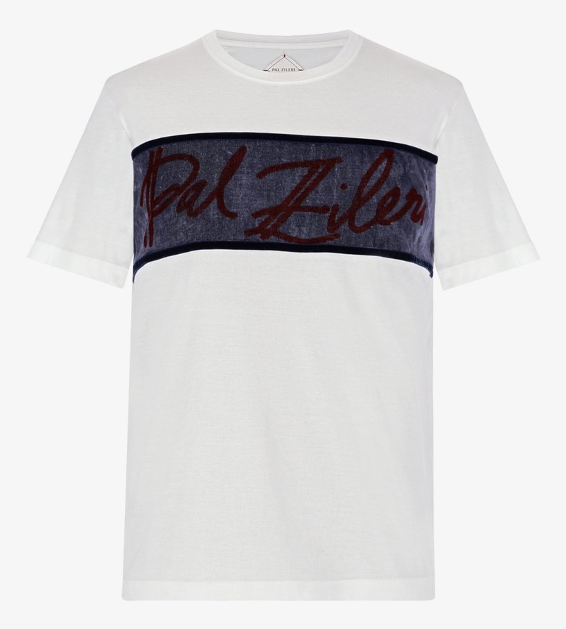 White Pal Zileri T-shirt With Velvet Logo - Active Shirt, transparent png download