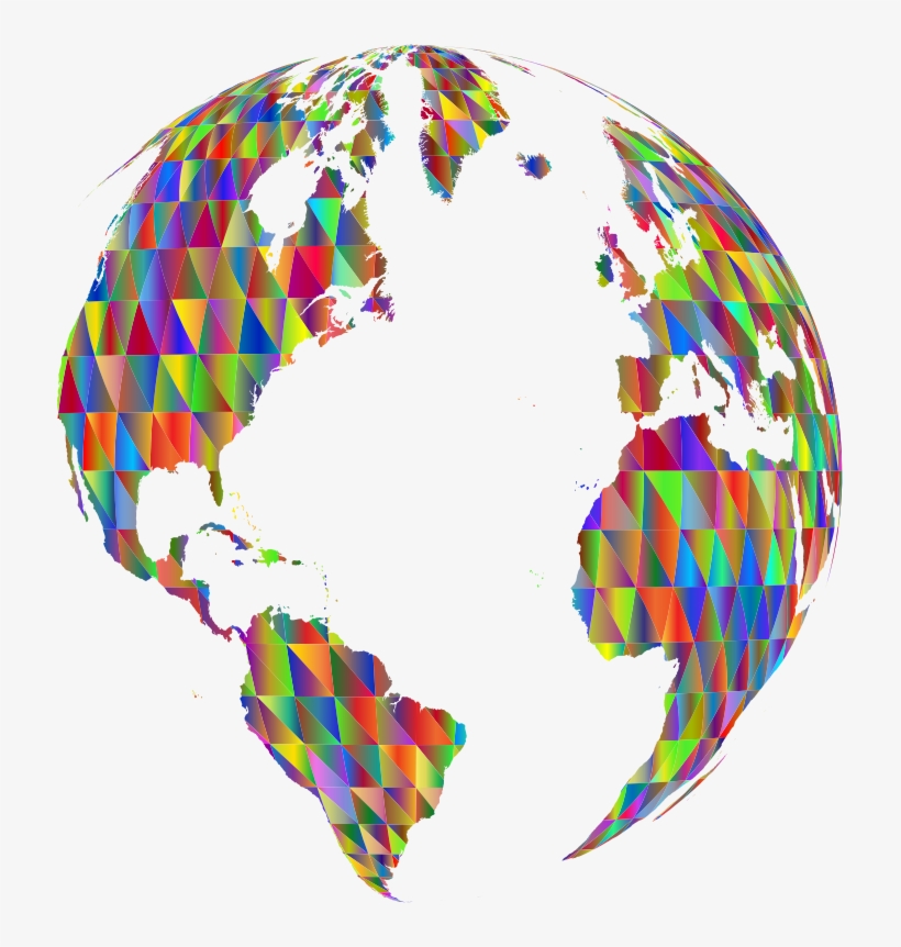 Polygonal Low Poly Polyprismatic World Globe No Bg - Clip Art Globe, transparent png download