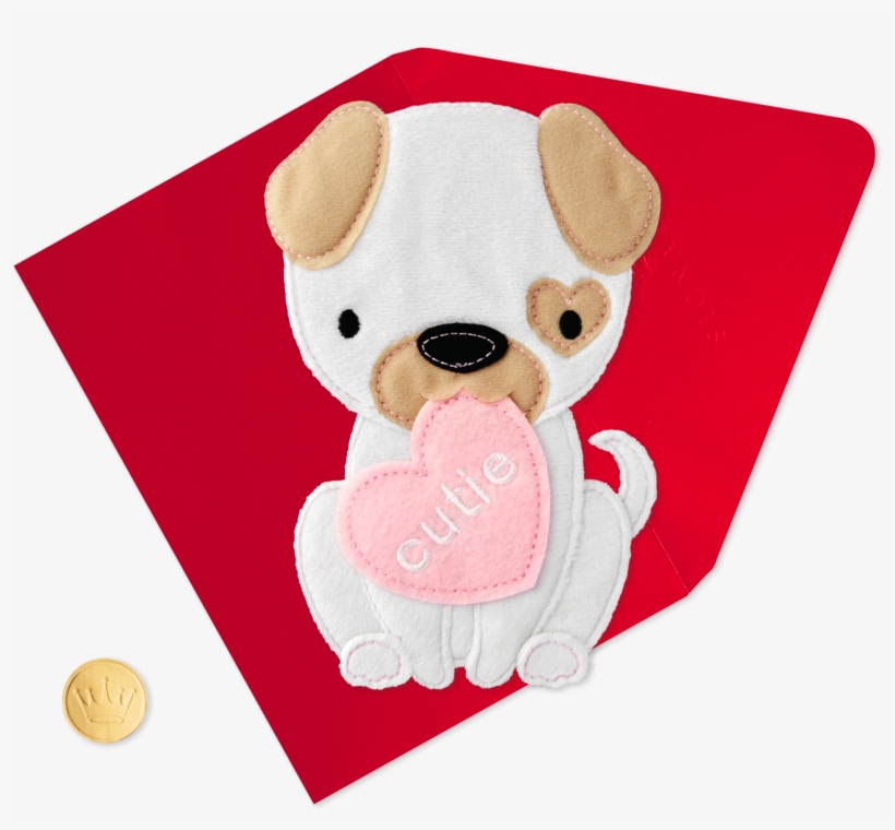 Cute Puppy Valentine's Day Card For Child - Cartoon, transparent png download