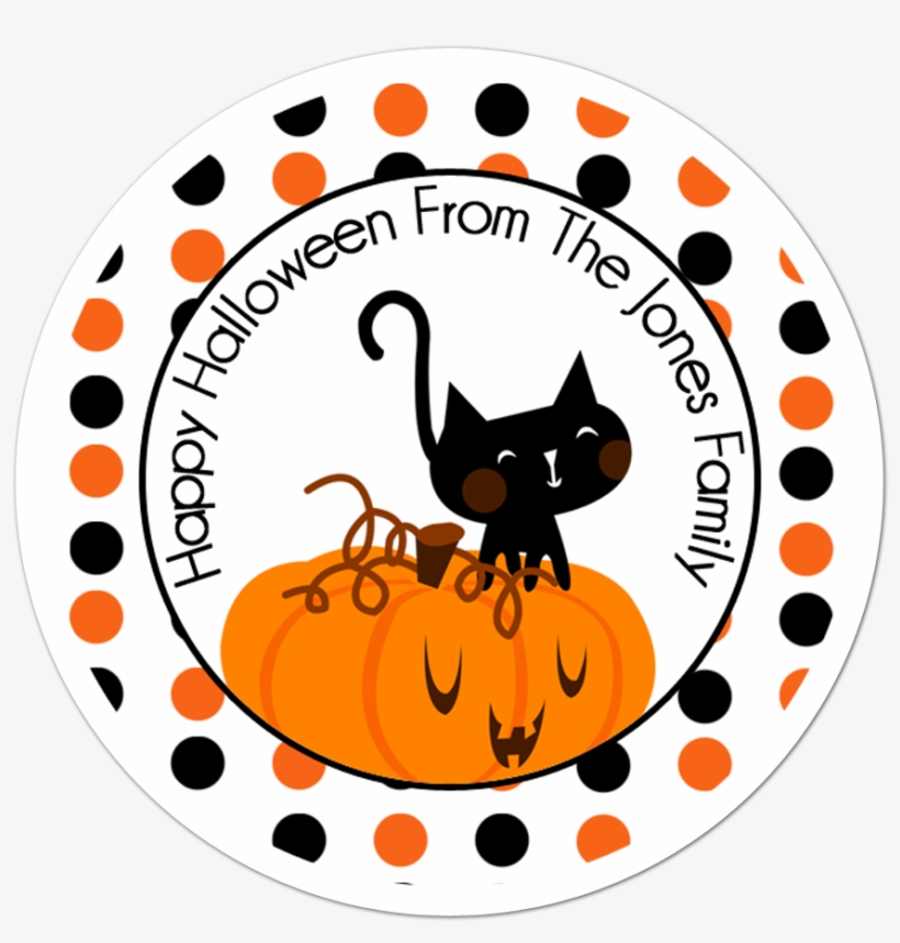 Cute Cat On Pumpkin Personalized Sticker, transparent png download