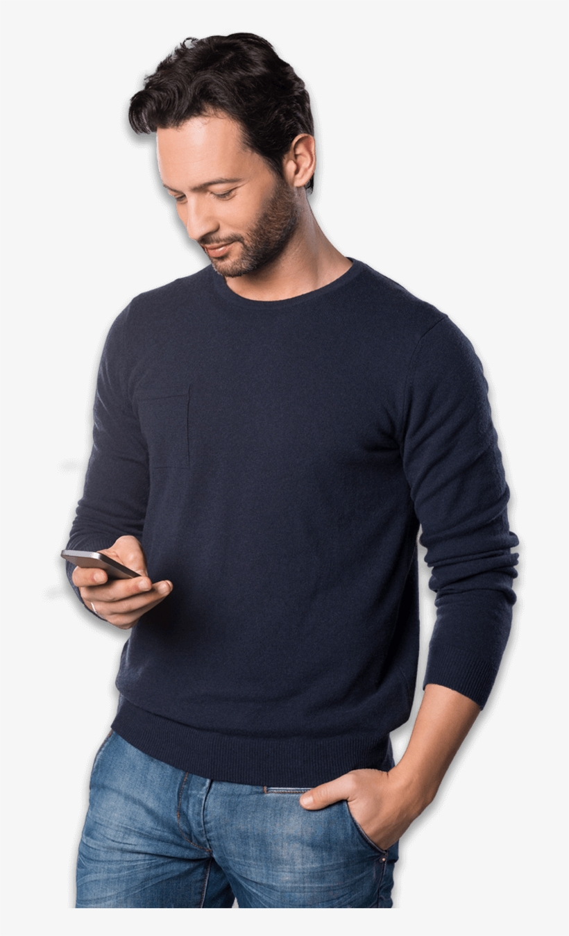 Teacher Holding Phone - Long-sleeved T-shirt, transparent png download