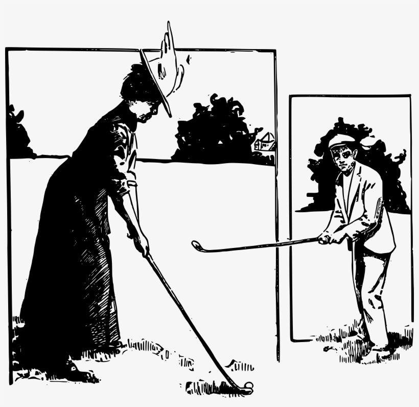 Big Image - Golfing Couple Cartoon, transparent png download