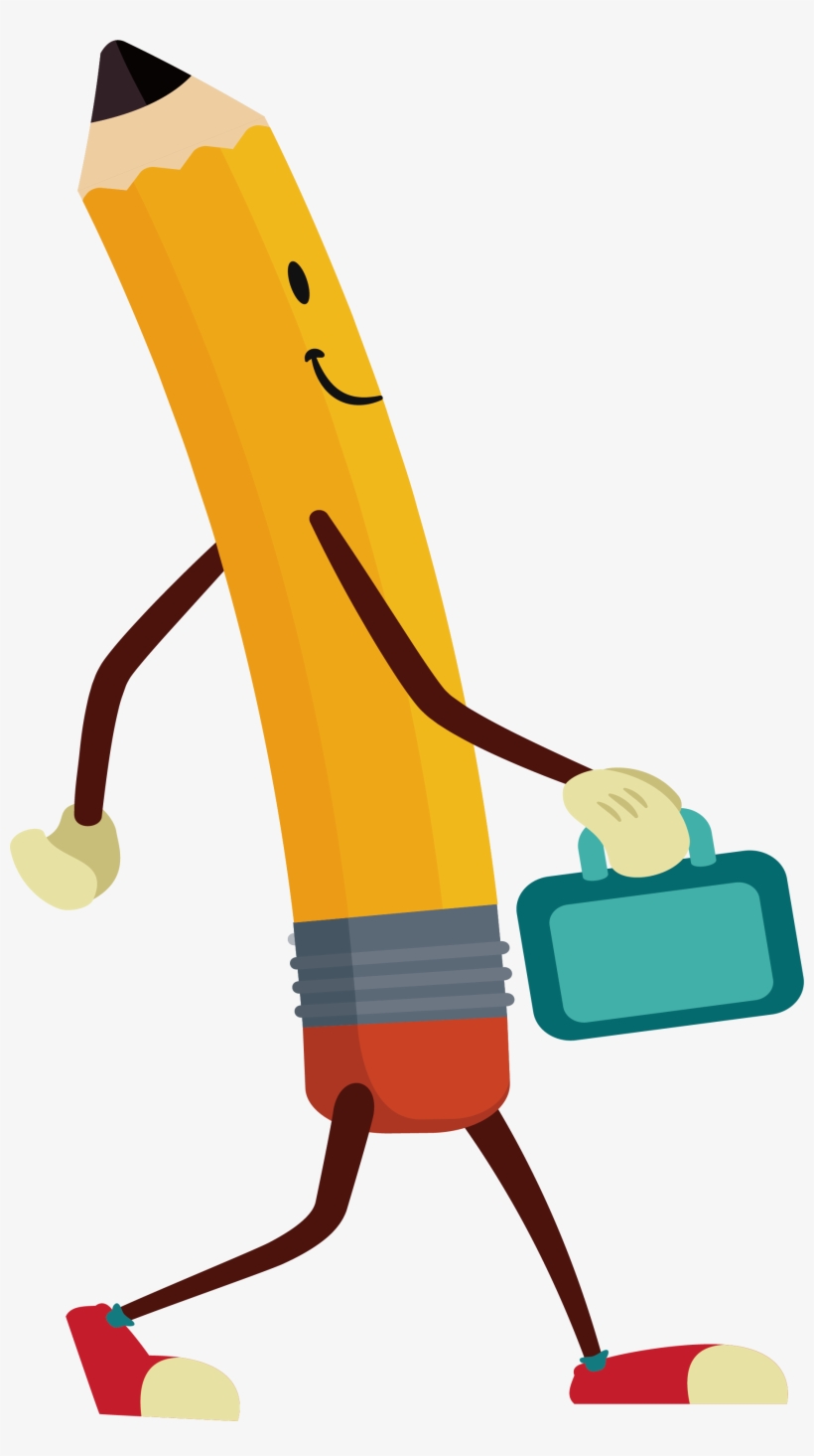 Clipart Walking Couple Old Indian - Cartoon Pencil School, transparent png download