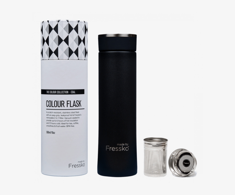New Stainless Steel Flask Coal 500ml - Water Bottle Tea Infuser, transparent png download