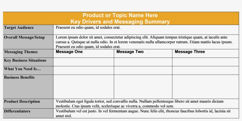 Messaging Grids Can Be Customized For Each Project, - Marketing Messaging Grid, transparent png download