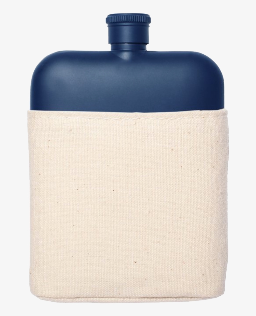 Navy Stainless Flask W/canvas Carrier - Water Bottle, transparent png download