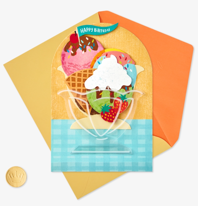 Ice Cream Sundae Pop Up Birthday Card - Gelato, transparent png download