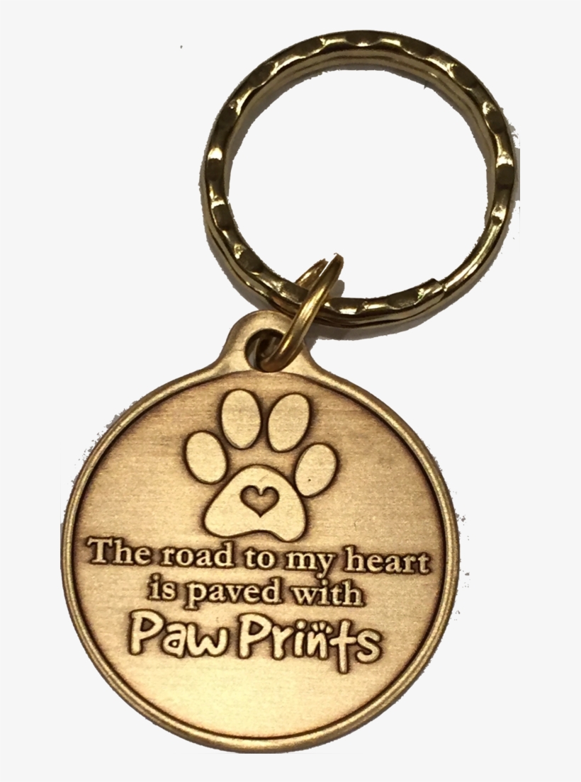 The Road To My Heart Is Paved With Paw Prints Heart - Keychain, transparent png download